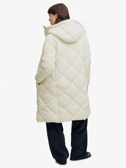 Superdry Longline Diamond Quilt Water Resistant Jacket, Chalk White - view 2, Chalk White