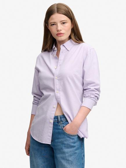 Superdry Slim Oxford Button Down Long Sleeve Shirt, Lavender Purple, Lavender Purple