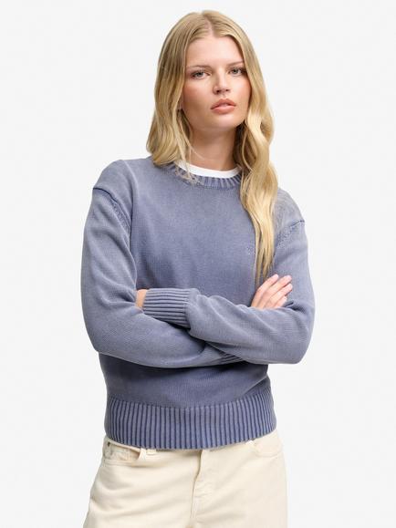 Superdry Washed Crew Neck Jumper, Mariner Navy, Mariner Navy