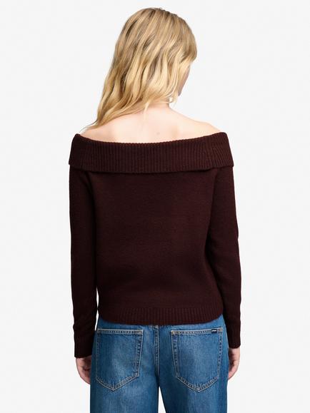 Superdry Bardot Knitted Jumper, Port Red - view 2, Port Red