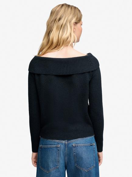 Superdry Bardot Knitted Jumper, Eclipse Navy - view 2, Eclipse Navy