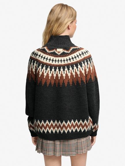 Superdry Fair Isle High Neck Jumper, Charcoal Marl - view 2, Charcoal Marl