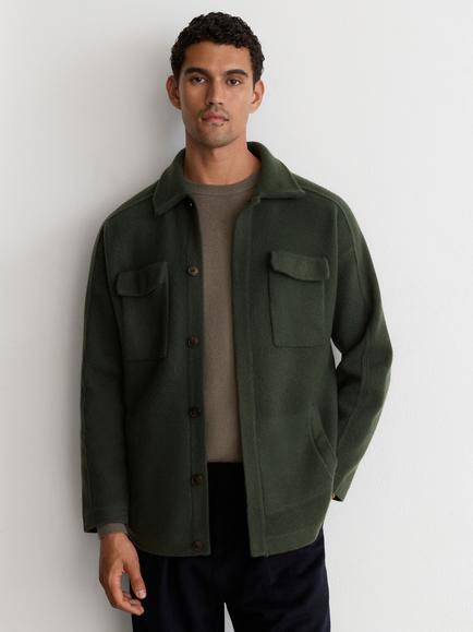 Reiss Lockwood Wool Overshirt , Forest Green, Forest Green