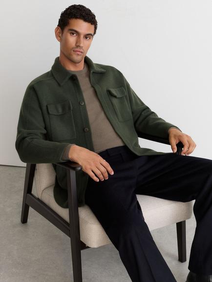 Reiss Lockwood Wool Overshirt , Forest Green - view 2, Forest Green