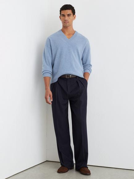Reiss Alberz Wool Rich V-Neck Jumper, Soft Blue - view 2, Soft Blue