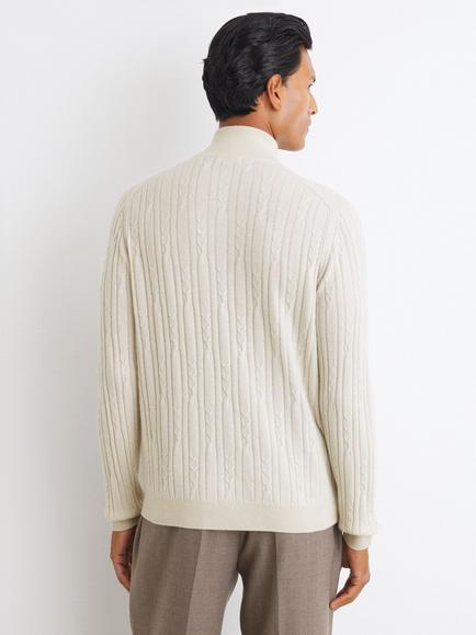 Reiss Howard Half-Zip Cashmere Jumper, Parchment Grey - view 2, Parchment Grey