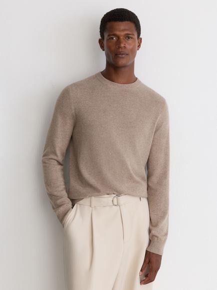 Reiss Monarch Cashmere Jumper, Taupe Melange, Taupe Melange