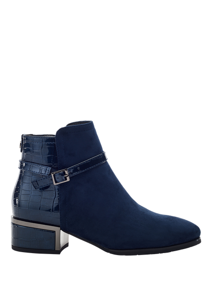 Moda in Pelle Parella Porvair Buckle Strap Ankle Boots, Navy, Navy