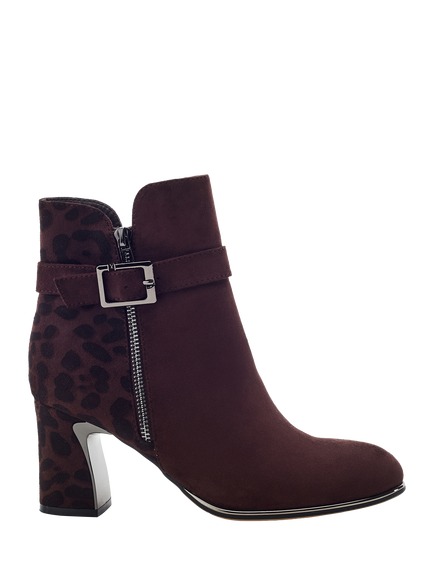 Moda in Pelle Parthenia Alcantara Block Heel Ankle Boots, Dark Brown, Dark Brown
