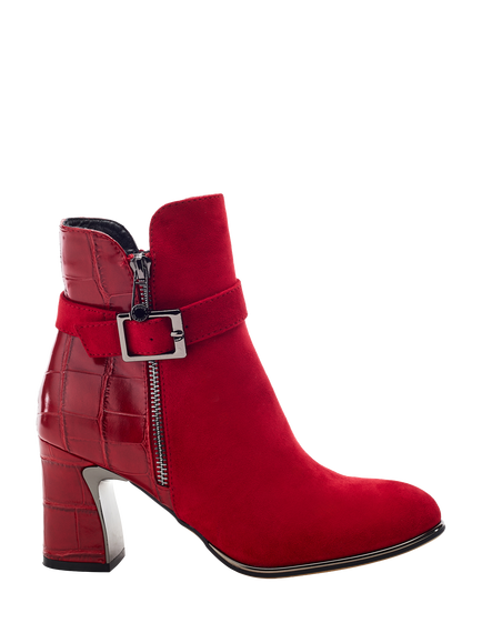 Moda in Pelle Parthenia Alcantara Block Heel Ankle Boots, Dark Red, Dark Red