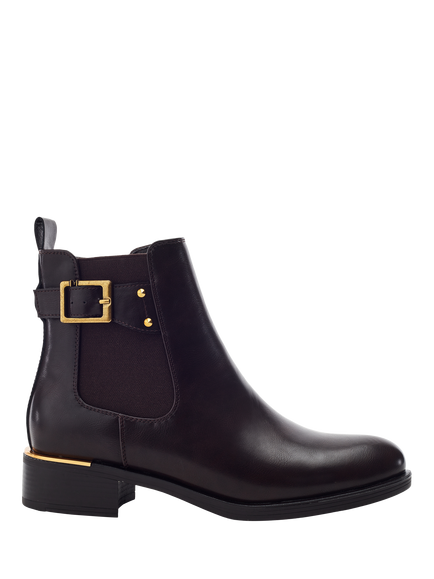 Moda in Pelle Phaedra Porvair Buckle Strap Ankle Boots, Dark Brown, Dark Brown