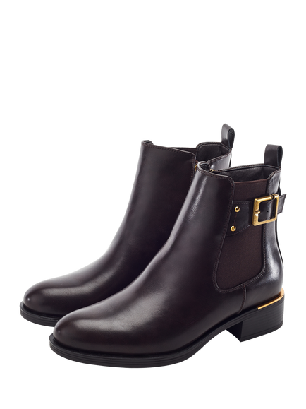 Moda in Pelle Phaedra Porvair Buckle Strap Ankle Boots, Dark Brown - view 2, Dark Brown
