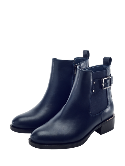 Moda in Pelle Phaedra Porvair Buckle Strap Ankle Boots, Navy - view 2, Navy