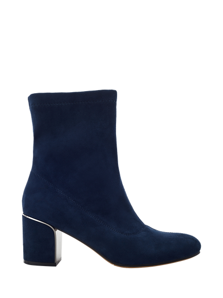 Moda in Pelle Pianno Alcantara Block Heel Ankle Boots, Navy, Navy