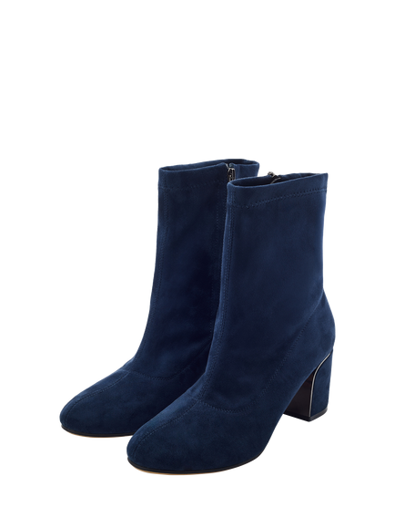 Moda in Pelle Pianno Alcantara Block Heel Ankle Boots, Navy - view 2, Navy