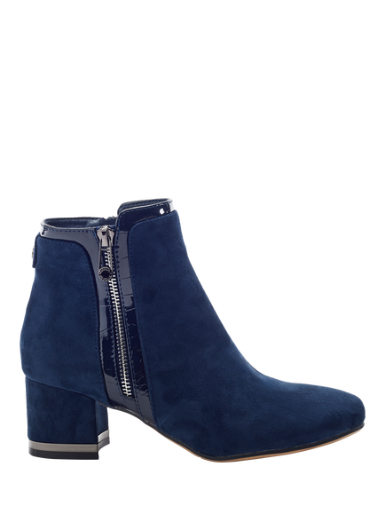Moda in Pelle Pressie Alcantara Block Heel Ankle Boots, Navy, Navy