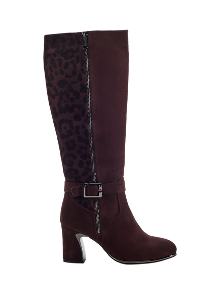 Moda in Pelle Static Alcantara Block Heel Knee High Boots, Dark Brown, Dark Brown