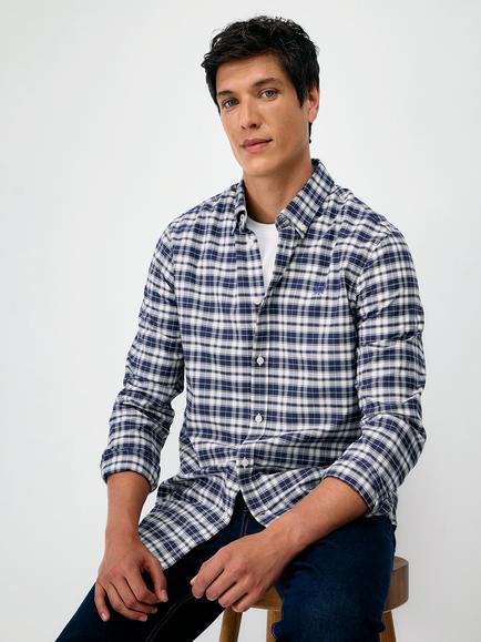 Crew Clothing Cotton Regular Fit Check Oxford Shirt, Blue Multi, Blue Multi