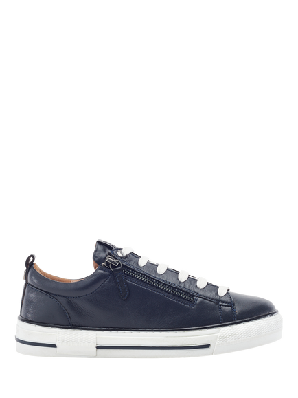 Moda in Pelle Felicitee Leather Zip Trainers, Navy