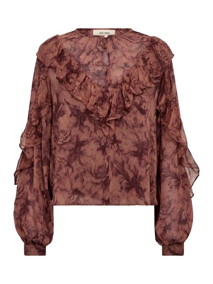 MOS MOSH Floral Ruffle Blouse, Brown/Multi, Brown/Multi