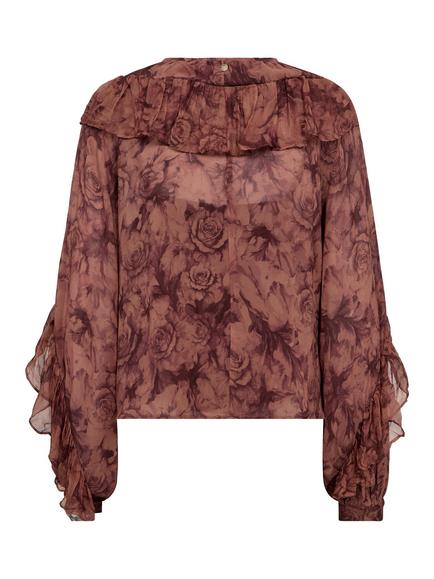 MOS MOSH Floral Ruffle Blouse, Brown/Multi - view 2, Brown/Multi