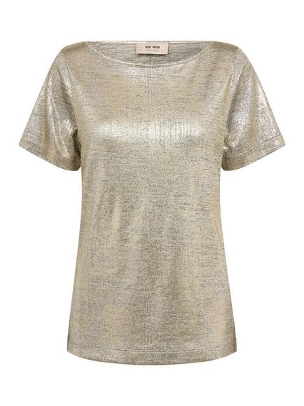 MOS MOSH Mmniva Metallic Short Sleeve T-Shirt, Gold, Gold