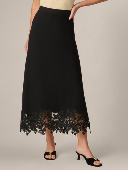 Adrianna Papell Lace Hem A-Line Dress, Black, Black