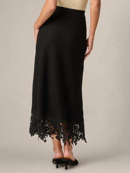 Adrianna Papell Lace Hem A-Line Dress, Black - view 2, Black