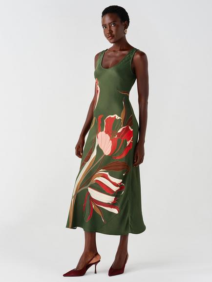 Ghost Palm Dress, Green - view 2, Green