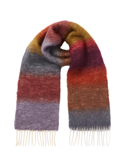 OSPREY LONDON The Paola Mohair Blend Stripe Scarf, Green/Multi