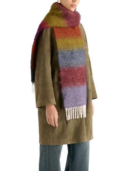 OSPREY LONDON The Paola Mohair Blend Stripe Scarf - view 2, Green/Multi