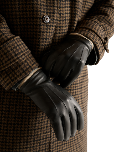OSPREY LONDON The Arthur Leather Gloves - view 2, Black