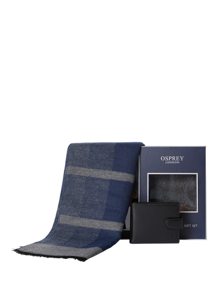 OSPREY LONDON Coin Wallet and Scarf Gift Set, Blue/Multi