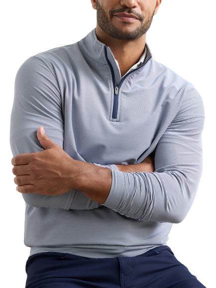 Peter Millar Quarter-Zip Track Top, Navy/White