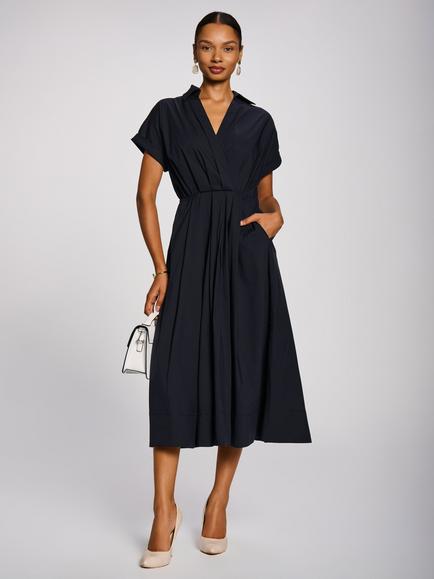 Jolie Moi Wrap Bodice Midi Shirt Dress, Navy