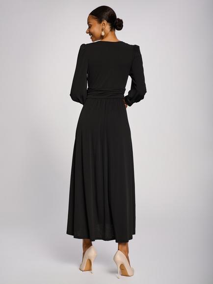 Jolie Moi Long Sleeve V-Neck Jersey Dress - view 2, Black