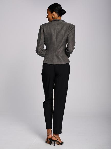 Jolie Moi Asymmetrical Tailored Blazer, Grey - view 2, Grey