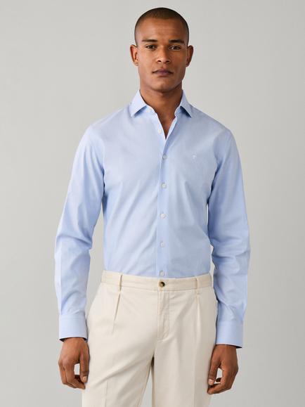 Hackett London Textured Cotton Regular Fit Shirt, Sky Blue