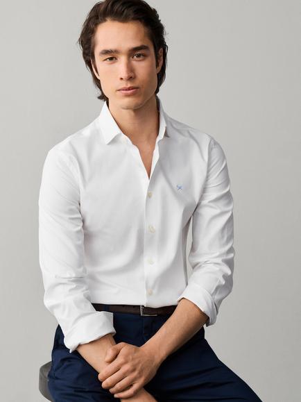 Hackett London Textured Cotton Regular Fit Shirt - view 2, Optic White