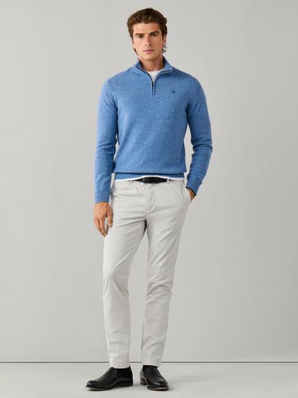 Hackett London Half Zip Lambswool Jumper - view 2, Airforce Blue