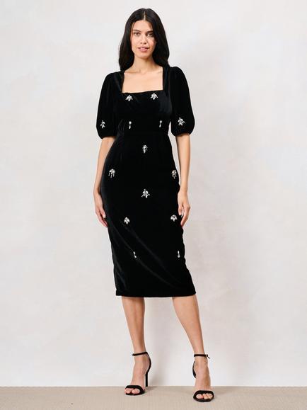 Hope & Ivy The Bettina Embellished Mini Dress, Black, Black