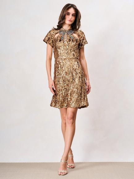 Hope & Ivy The Lux Sequin Mini Dress, Gold, Gold