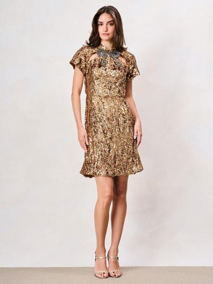 Hope & Ivy The Lux Sequin Mini Dress, Gold - view 2, Gold