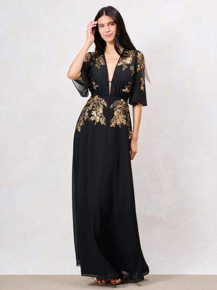 Hope & Ivy The Shay Embellished Maxi Dress, Black - view 2, Black