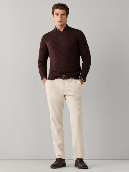 Hackett London Lambswool Cable Crew Jumper - view 2, Ebony Brown