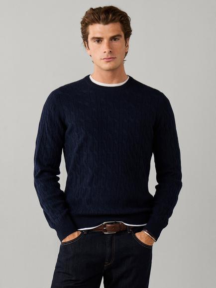 Hackett London Cable Crew Neck Wool Jumper, Old Navy
