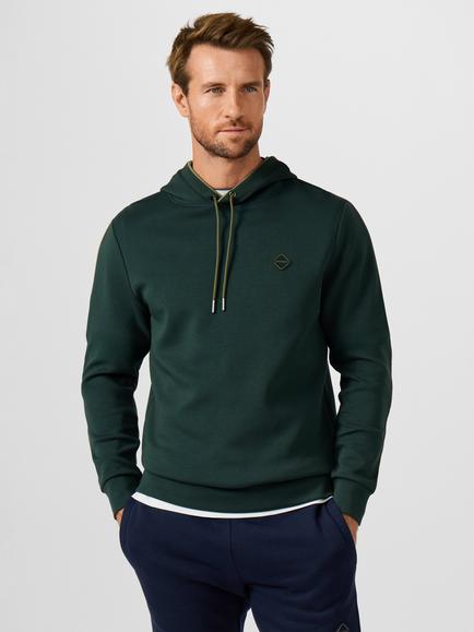 Hackett London Sport Branded Badge Hoodie, Forest Green
