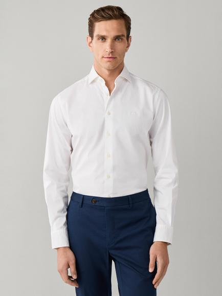 Hackett London Cotton Rich Tailored Fit Shirt, Optic White