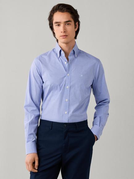 Hackett London Bi-Stretch Cotton Rich Regular Fit Gingham Shirt, Navy