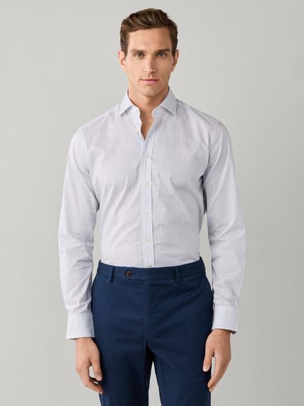 Hackett London Cotton Tailored Fit Floral Shirt, Steel Blue, Steel Blue